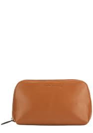 soft grain leather zip top cosmetic bag