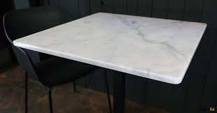 Inox Square Faux Marble Table