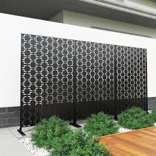 Uixe 76 In Galvanized Steel Garden Fence Outdoor Privacy Screen Garden Screen Panels In Black 2 Pack