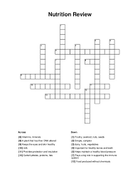 nutrition review crossword