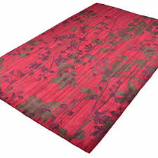 blood red fl rug handmade