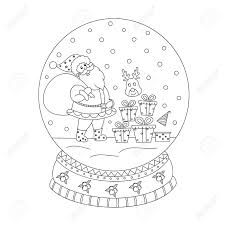 Free snow globe coloring page printable. Coloring Book Page Of Christmas Snow Globe With Santa Claus Royalty Free Cliparts Vectors And Stock Illustration Image 100204469