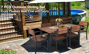 7 Pieces Outdoor Patio Dining Table Set