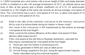 Solved Renewable Energy Wind Power A