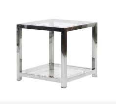 Cube Chrome And Glass Side Table
