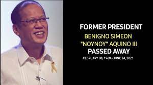 Former president benigno noynoy aquino iii dies on thursday morning. 2f5isjbkr7fswm