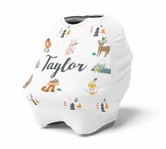 Personalized Car Seat Canopy Woodland