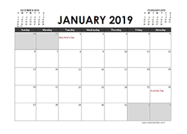 Printable 2019 Calendar Templates With Australia Holidays