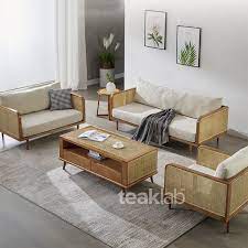 traditional rattan teak wood sofa