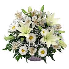 flower arrangement basket in white
