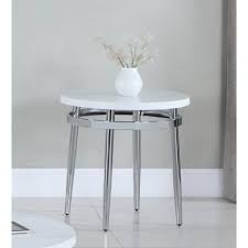Buy coffee table legs and get the best deals at the lowest prices on ebay! White And Chrome Round End Table With Metal Legs Overstock 32247736