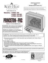 Kozy Heat Princeton Install Manual