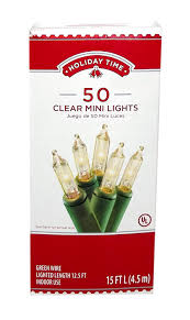 50 Clear Mini Lights Green Wire 15 Feet