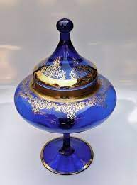 Vintage Candy Dish Glass Cobalt Blue
