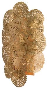 modern gold lily pad wall sconce light