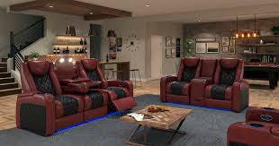 two tone leather home theater sofas