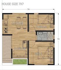 Small House Design 7x7 With 2 Bedrooms