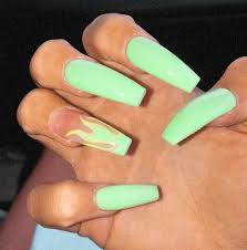 See more ideas about nails, cute nails, minimalist nails. Lil Green Flame Nails Art Girl Polish Cute Makeup Green Acrylic Nails Purple Acrylic Nails Flame Nail Art