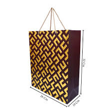 brown color printed paper gift bag set