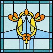 Amber Art Deco Stained Glass Window