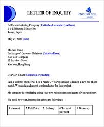 Quotation Letters Enquiry Letter Sample For A Quotation New Enquiry