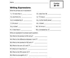 Writing Expressions Printable 5th