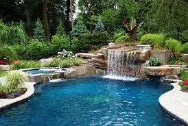 Swimming pool rock waterfalls grottos kits diy. Double Excitement With These Swimming Pool Waterfall Ideas Seemhome Com