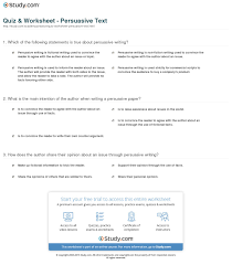 Quiz Worksheet Persuasive Text Study Com