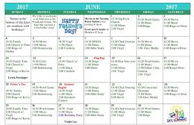 Activity Calendar June 2017 Woodlands Health Rehab Center