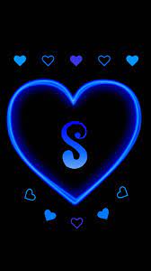 letter s in blue heart wallpaper