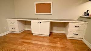 Come learn how to build a diy file cabinet desk using just a couple file cabinets and some plank boards. A Desk Built For Two Custom Built In Desk Youtube