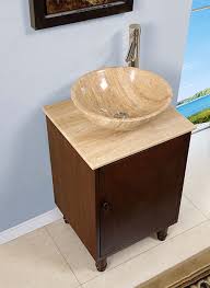 An ideal piece to complement a stylish bathroom, the 48 keller mahogany vessel sink vanity has a timeless design. Silkroad 20 Inch Travertine Vessel Sink Vanity English Chestnut Wood Finish