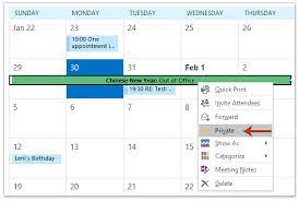 hide appointments in a shared calendar