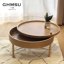 The table is large enough for several people to enjoy. Round Coffee Table Nordic Light Luxury Simple Creative Folding Rotating Multifunctional Coffee Table Solid Wood Storage Round Small Apartment Living Room Table Shopee Singapore