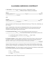 free cleaning service contract template
