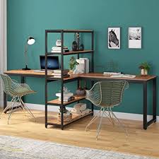 More than 10000 2 person desk for home office at pleasant prices up to 407 usd fast and free worldwide shipping! Amazon Com Tribesigns Two Person Computer Desk With Bookshelf 90 Inches Double Face Face Workstation Desk With Storage Shelf For Two Person Extra Large Writing Office Desk For Home Office Kitchen Dining