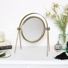 round gold metal vanity mirror small