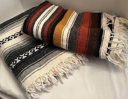 two striped fringe mexican rugs
