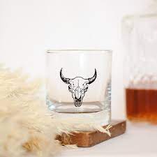 Buffalo Skull Whiskey Glasses Cow Skull