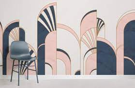 Blue Pink Art Deco Arches Print