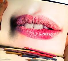 lips color pencil drawing by morgan