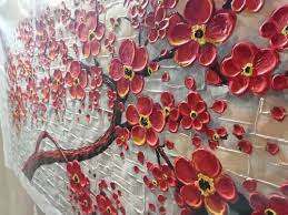 Red Modern 3d Flower Canvas Wall Painting