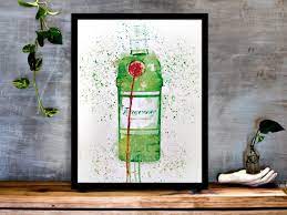Gin Bottle Splatter Wall Art Print