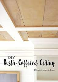 These faux beams blow away real wood beams or constructing a couffered ceiling out of dry wall and moulding. Diy Rustic Coffered Ceiling Coffered Ceiling Diy Coffered Ceiling Diy Ceiling