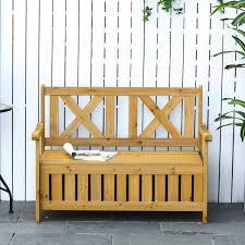 Yellow Fir Wood Outdoor Storage Bench