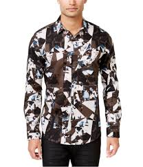I N C Mens Vostak Abstract Button Up Shirt