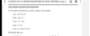 Class 8 Ch 2 Linear Equations In One