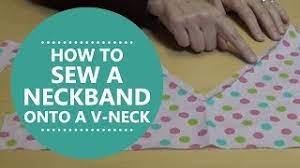 Take the shirt, turn it inside out, and sew the pinned v into place with a basis stitch to connect the fabrics together. How To Sew A Neckband Onto A V Neck With Simplicity Patterns Youtube