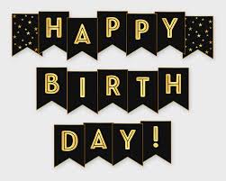 Summary printable cut out letters free printables birthday. Happy Birthday Printable Banner Black Gold Birthday Party Etsy