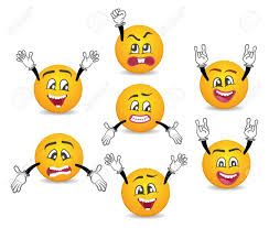 Caras Graciosas 3d De Los Smileys Con El Conjunto Del Gesto De Las Manos.  Felicidad, Ira, Alegría, Furia, Triste, Juguetón, Miedo, Sorpresa,  Diversión, Caras Cómicas Con Diferentes Expresiones Faciales. Personajes De  Emoji